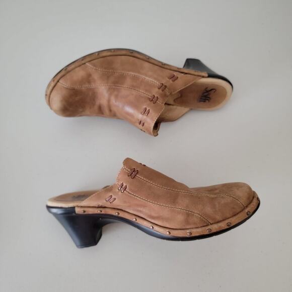 Sofft Leather Clog Wide Mule Camel Color Womans Size 8.5 Slip On - Picture 7 of 12